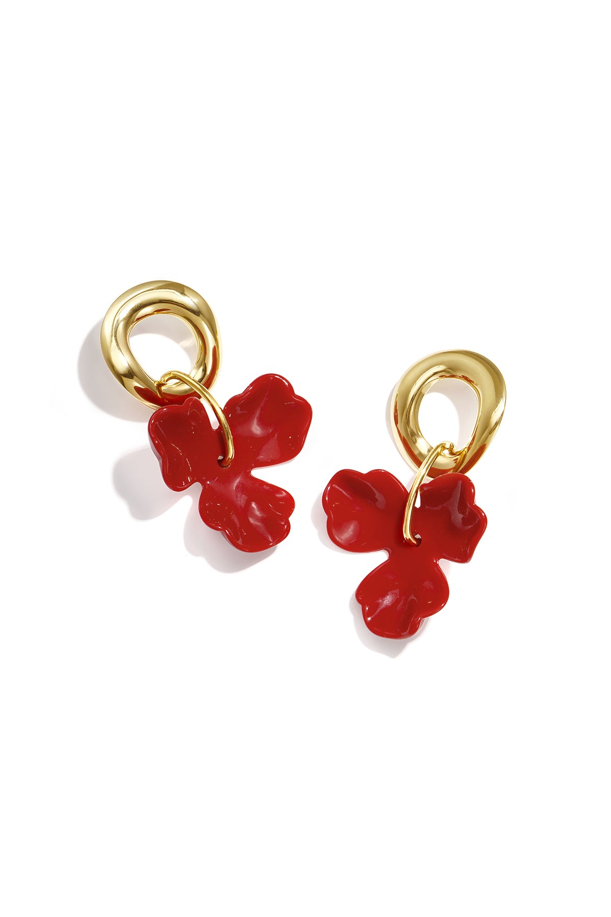 Boucles d'oreilles rondes avec fleur pendante
