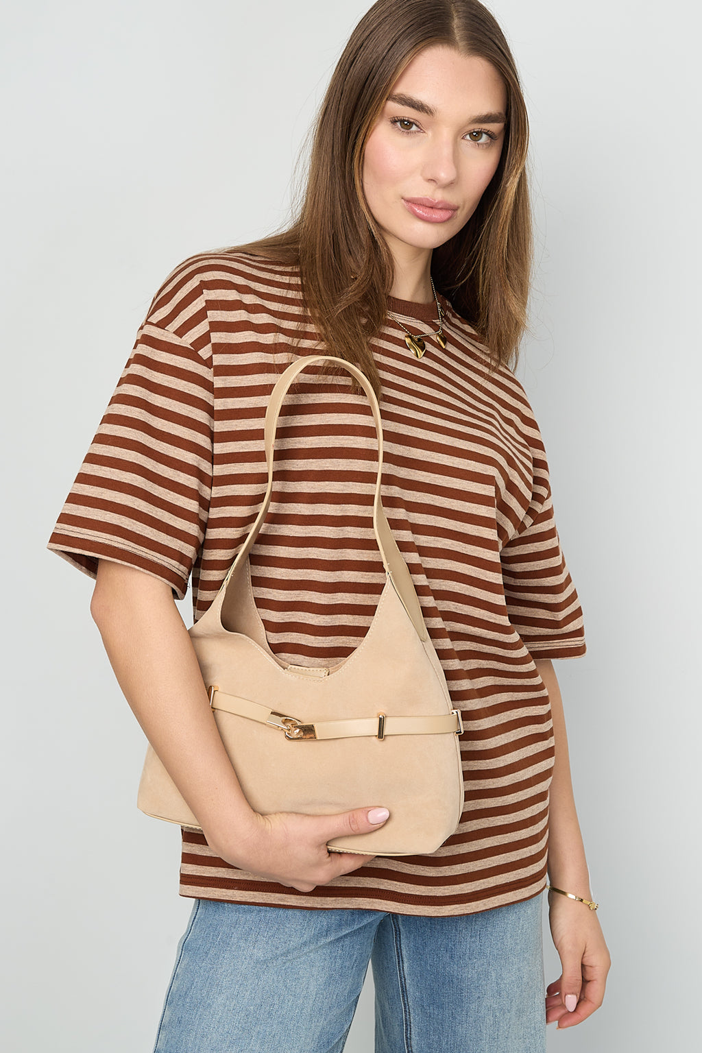 Sacs bandoulière couleur unie en daim décontracté, accessoires du quotidien