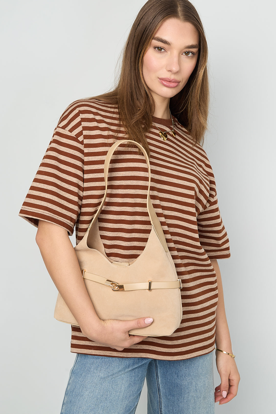Sacs bandoulière couleur unie en daim décontracté, accessoires du quotidien