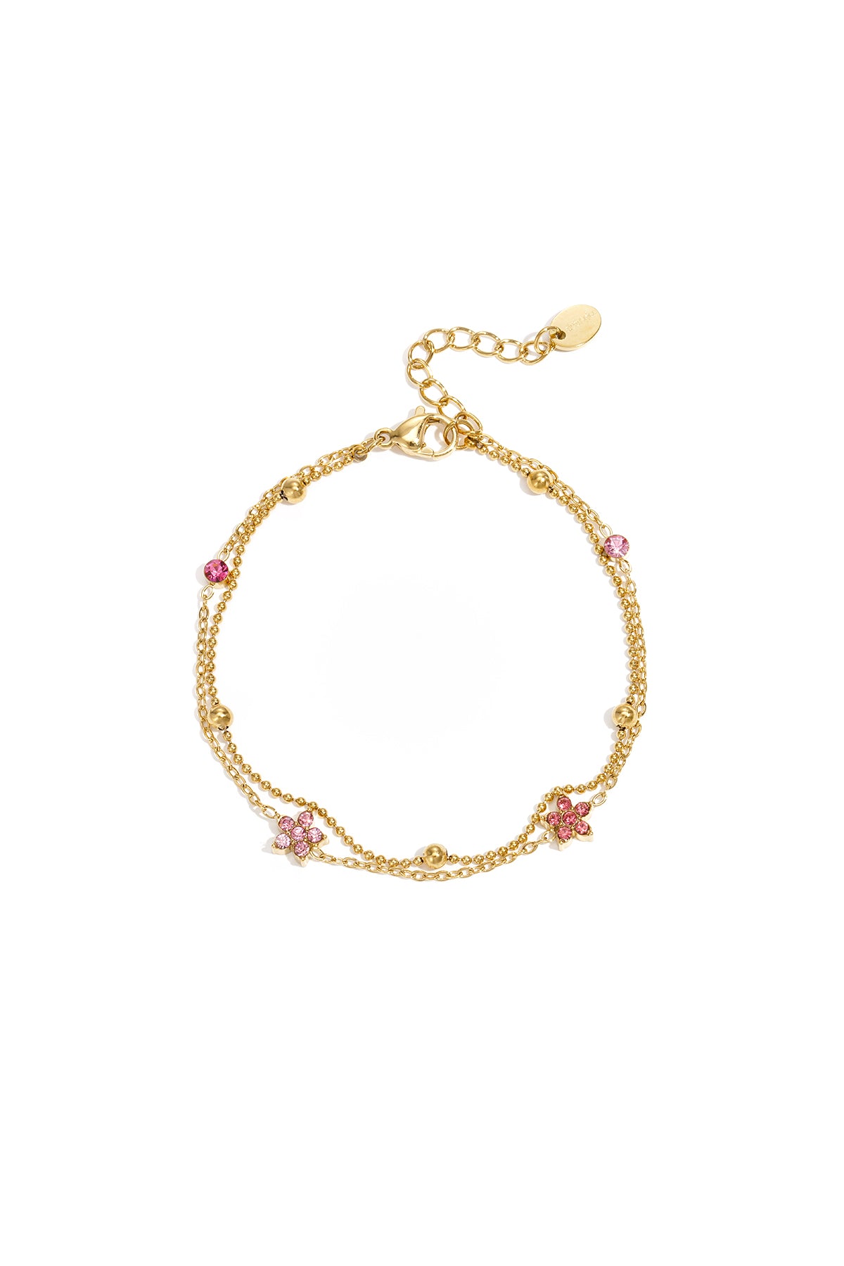 Bracelet orné de pierres colorées et de fleurs