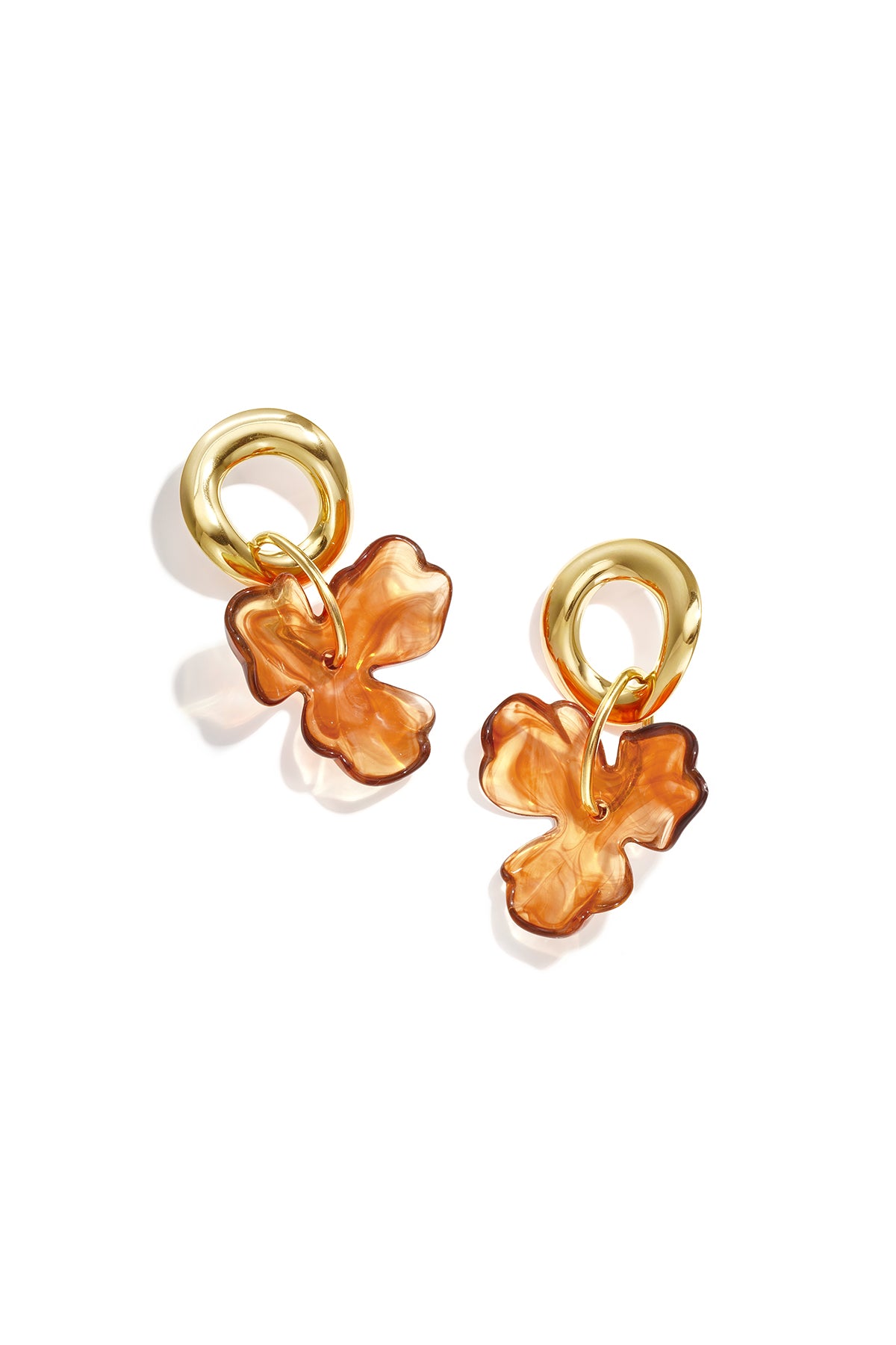 Boucles d'oreilles rondes avec fleur pendante