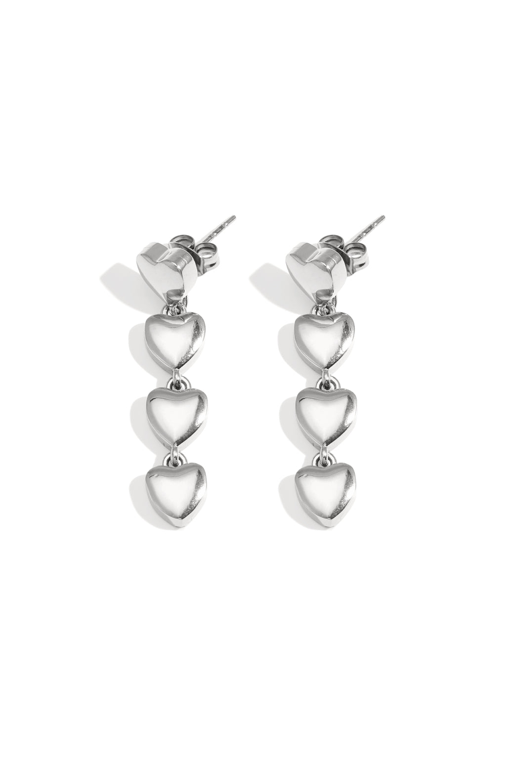 Row of heart earrings