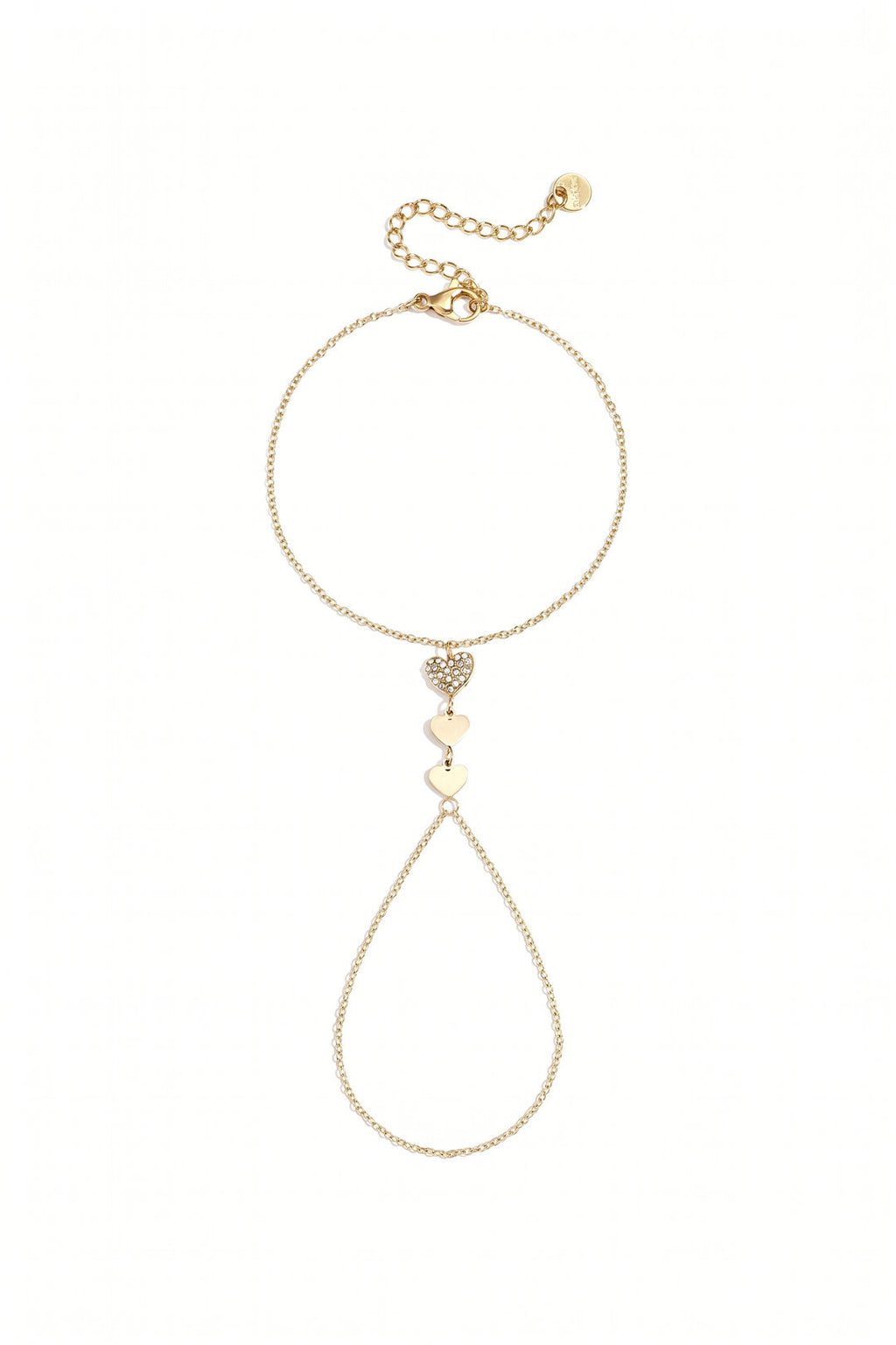 Elegant Heart Hand Chain - All Fit, Rhinestone Charm