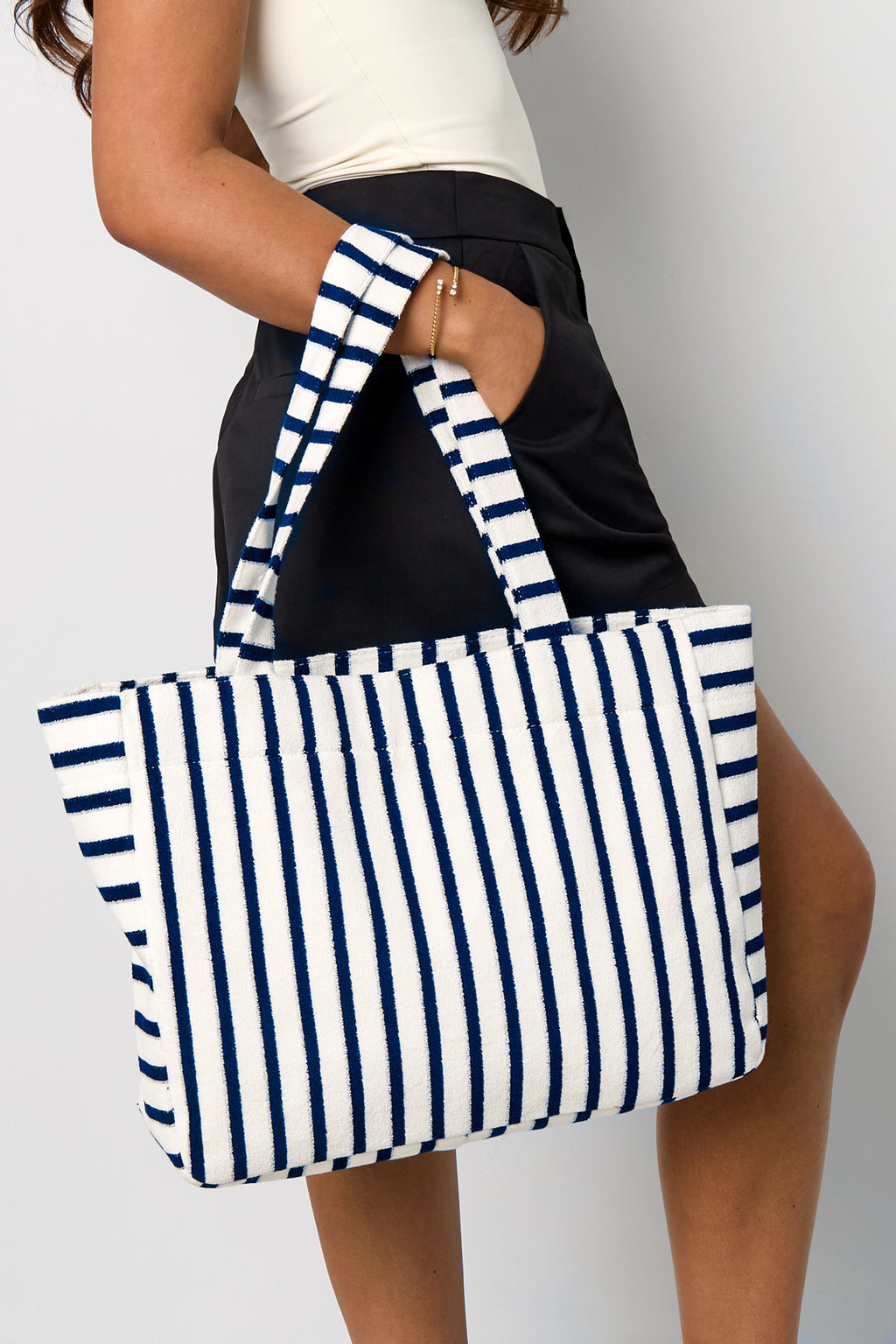 Sacs fourre-tout à rayures en polyester décontracté, accessoires quotidiens