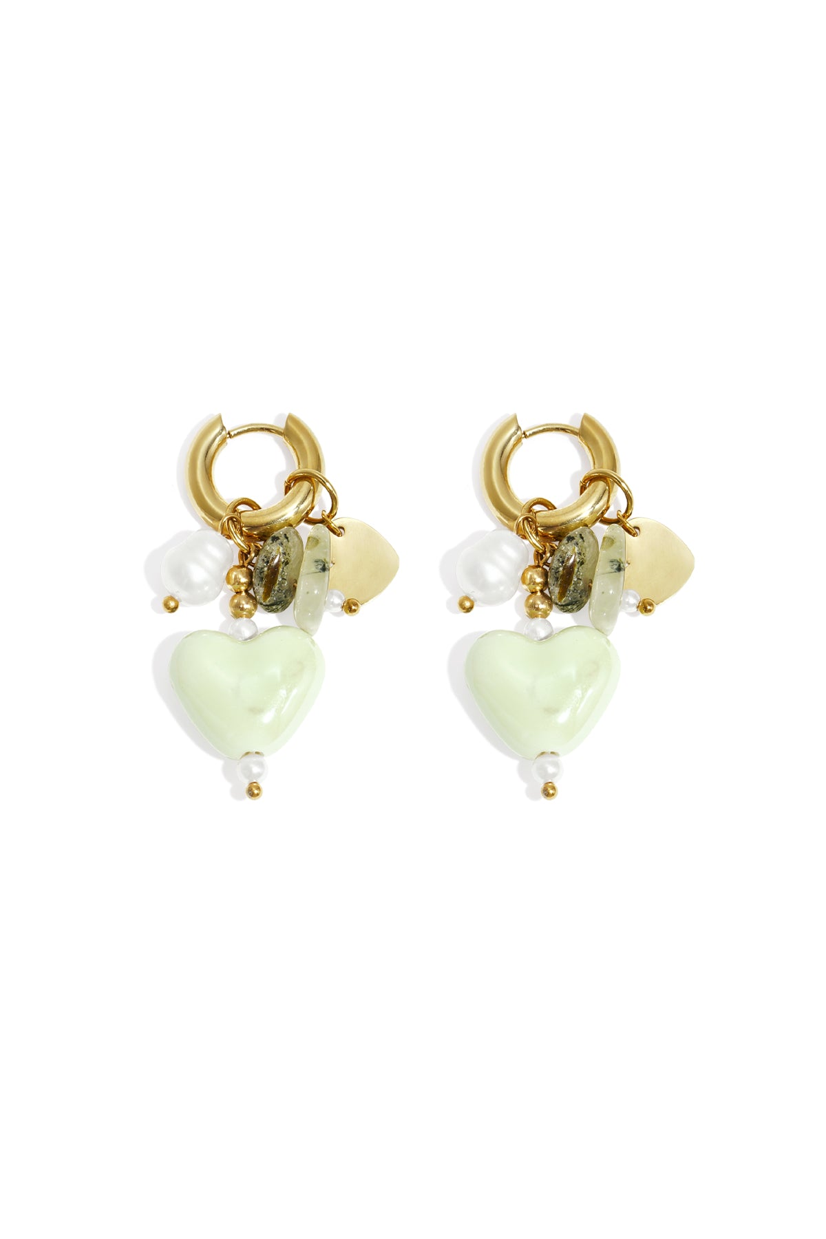 Earrings with beads and heart charms