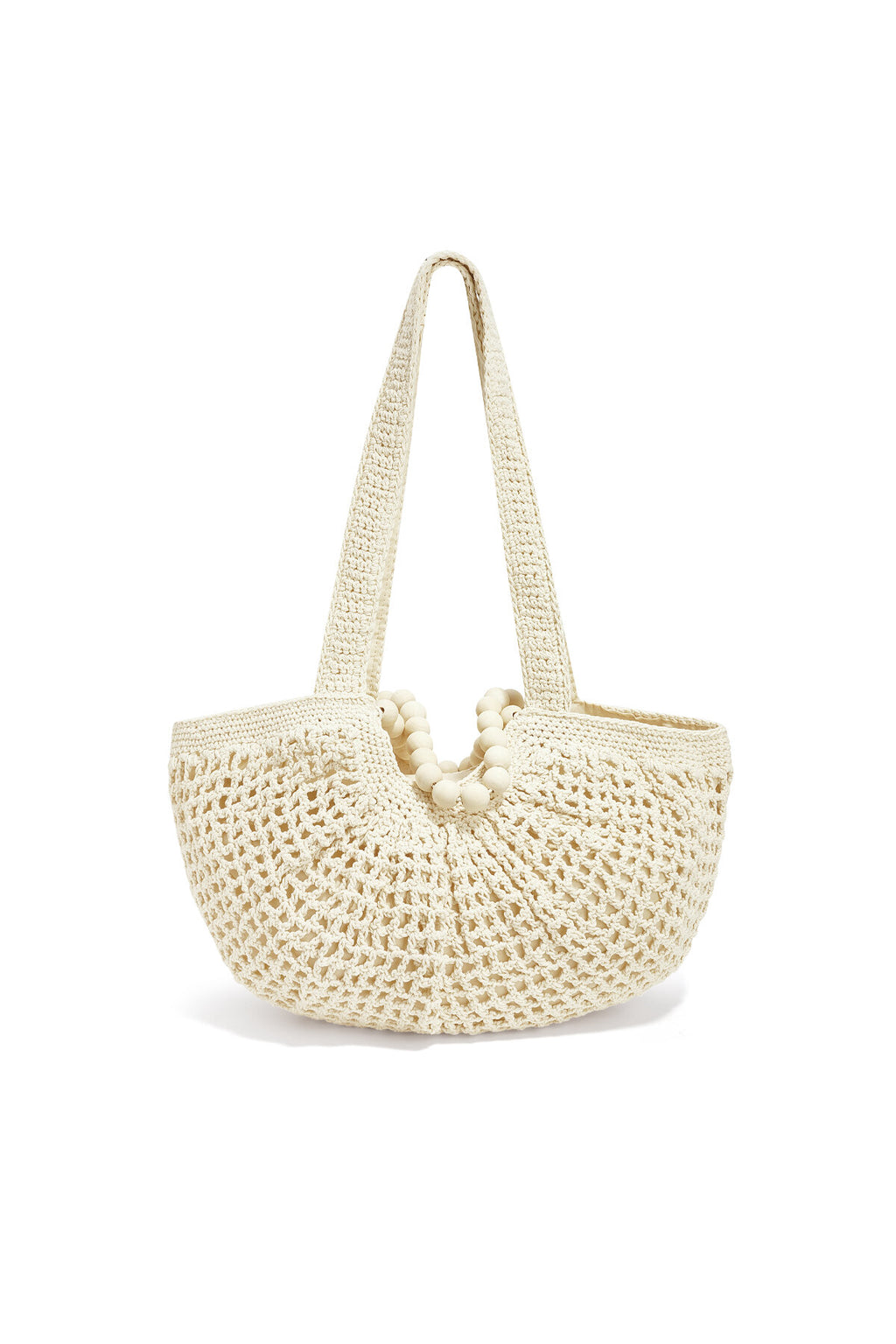 Chic Off-White & Dark Brown Woven Hobo Beach Bag
